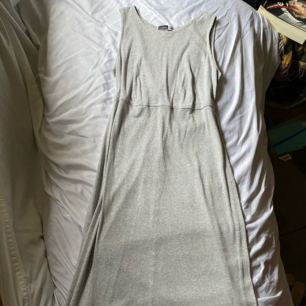 Grey midi dress with cardigan